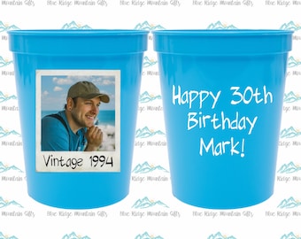 30th Birthday Party Cups, Personalized Birthday Stadium Cup, Plastic Birthday Decorations, Vintage 1995, Custom Face Party Cup, UV Printed