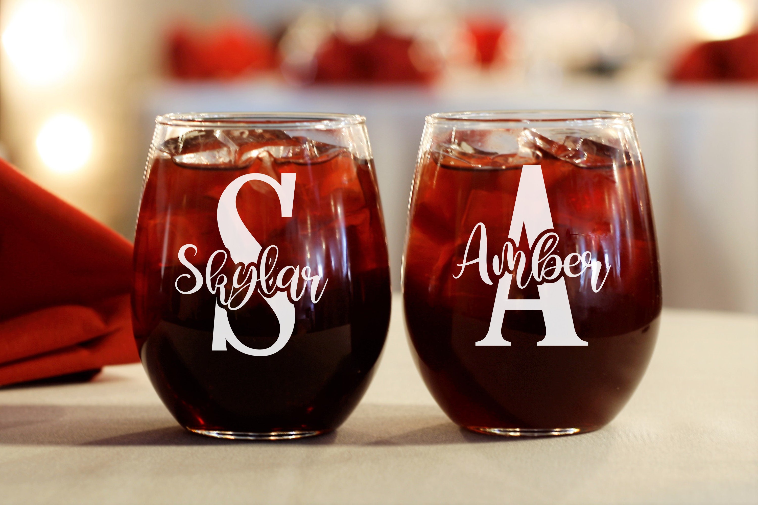 Personalized Wine Glasses Set of 4 Etched Glasses Custom | Etsy