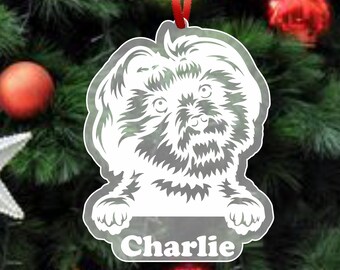 Shih Tzu Ornament, Shih Tzu Christmas Tree Ornament, Custom Pet Ornament, Dog Ornament Personalized, Dog Name Ornament, Cute Pet Gift