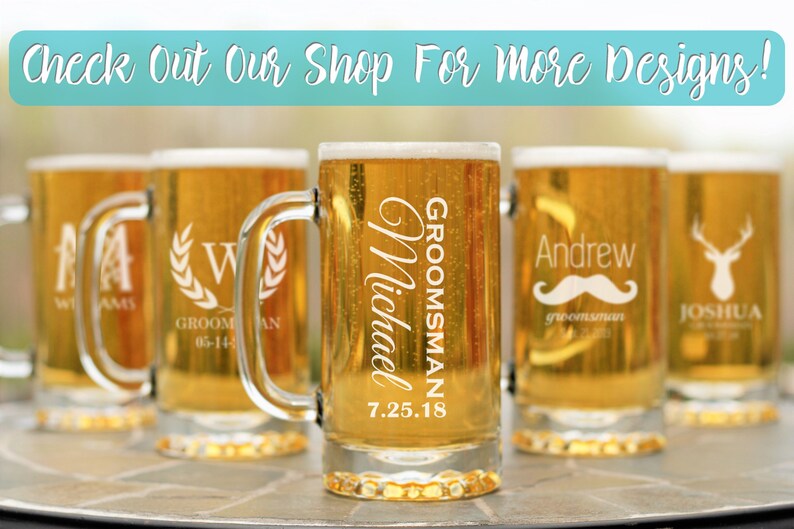 Best Man Gift Glass Mugs Set of 4 Groomsmen Gifts Father of the Groom Wedding Party Gift Beer Mugs Groomsman Gift Rustic Deer Glasses