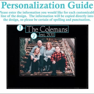 K&ouml;nnte beinhalten: Ein schwarzer gerahmtes Foto mit einer vierk&ouml;pfigen Familie, die auf einer Treppe sitzt. Das Foto hat einen wei&szlig;en Rahmen und den Text "The Colemans est. 2011" &uuml;ber dem Foto.
