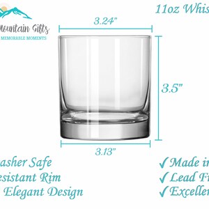 May include: A clear glass whiskey tumbler with a 3.24 inch diameter and 3.5 inch height. The glass is dishwasher safe, chip-resistant, and made in America. It is lead-free and has excellent clarity.