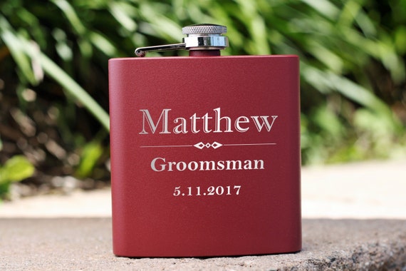 1 Personalized Engraved Flask Groomsman Gifts Wedding Bridesmaid Party 