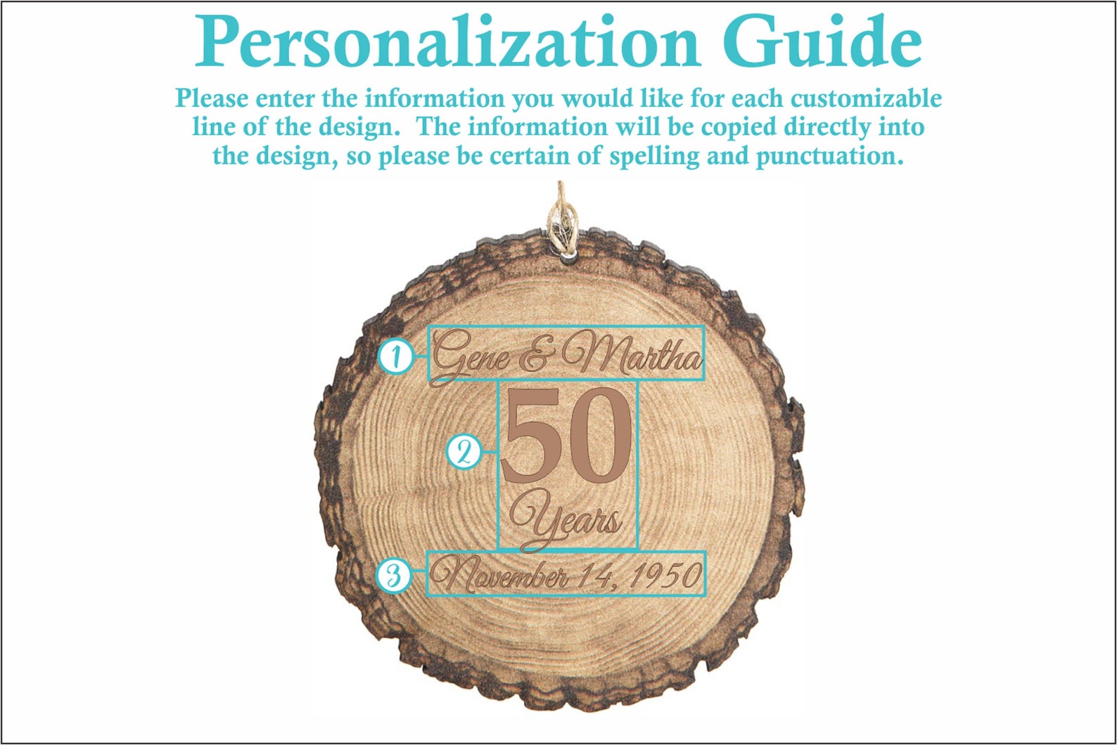 50th Anniversary - Rustic Wooden Christmas Ornament - Stocking Stuffer ...