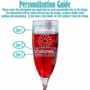 Bridesmaid Champagne Flutes – Personalized Wedding Party Glasses – Custom Bridal Party Gift for Getting Ready Design 5