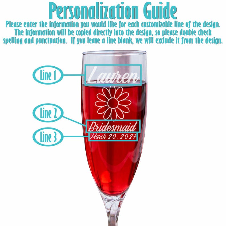 Bridesmaid Champagne Flutes – Personalized Wedding Party Glasses – Custom Bridal Party Gift for Getting Ready Design 5