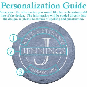 Personalized Stone Coasters, Wedding Gifts, Custom Slate Coasters, Monogrammed Housewarming Gift, Drink Coaster, Table Coaster, Gift for Dad image 2