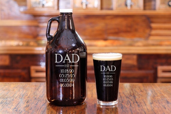 Beer Growler for Dad, Happy Fathers Day, Gift for Dad, Dad Est, Beer Growler, Beer Gift, Gift for Stepdad, New Father, Stepdad Fathers Day