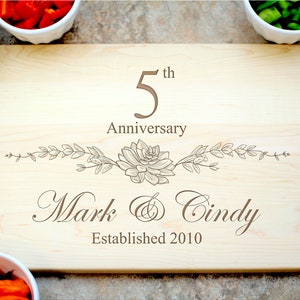 5th Anniversary Cutting Board, Anniversary Gift for Parents, Personalized Anniversary, Anniversary Gift for Her, Anniversary Gift for Him