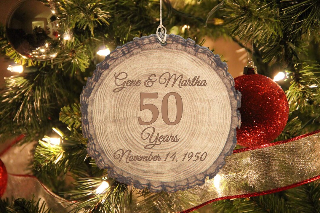 50th Anniversary - Rustic Wooden Christmas Ornament - Stocking Stuffer ...