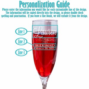 Bridesmaid Champagne Flutes – Personalized Wedding Party Glasses – Custom Bridal Party Gift for Getting Ready Design 3