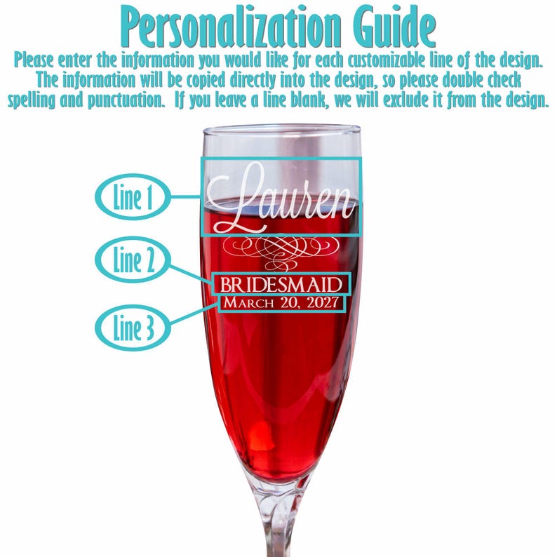 Bridesmaid Champagne Flutes – Personalized Wedding Party Glasses – Custom Bridal Party Gift for Getting Ready Design 3
