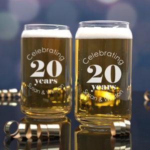 20th Anniversary Glassware Set, 20 Year Celebration, Wedding Anniversary Gifts for Parents, For Him, For Husband, Personalized Gift for Men