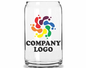 UV Printed Custom Logo - 16oz Beer Can Glass, Company Logo, Wedding Gift, Full Color UV Printing, Add Your Logo, Bulk Branded Glasses