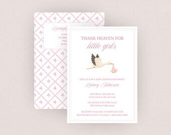 Heaven Sent Baby Shower Invitation | Girl, Canva Editable (Digital Download)