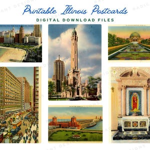 Download digitale di cartoline d'epoca dell'Illinois - Collezione di cartoline antiche (anni '900-'50) / Materiale effimero stampabile per diari e artigianato