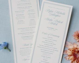 Classic & Timeless Wedding Ceremony Program Template | Editable Minimalist Wedding Bulletin | Elegant Calligraphy Printable