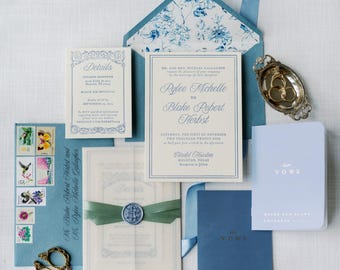 Classic Wedding Invitation Suite Template | Elegant Calligraphy Style (Digital Download)