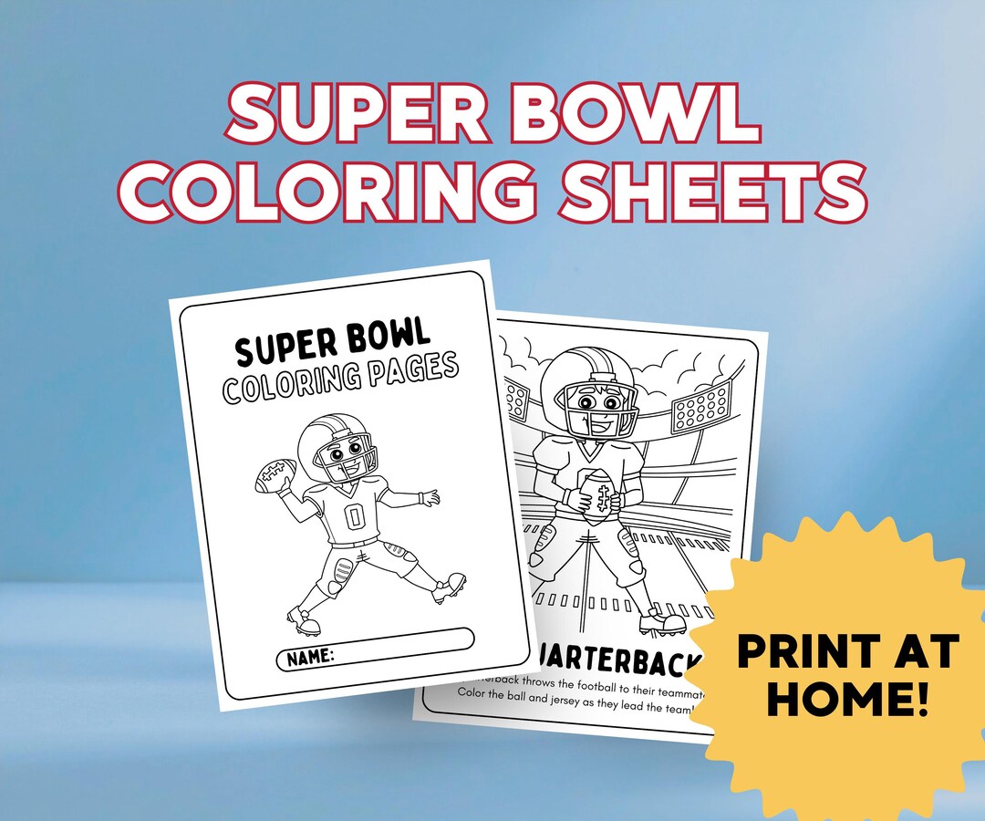 Super Bowl Coloring Pages | Kids Football Activity Sheets Book (PDF ...