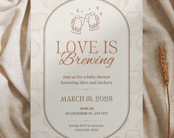 Love Is Brewing Bridal Shower Invitation | Beer Theme (Canva Template)