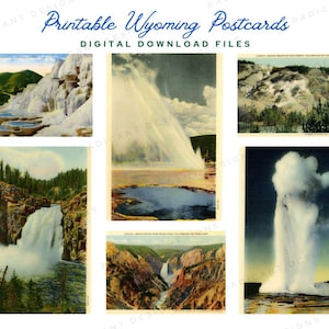 Download digitale di cartoline d'epoca del Wyoming - Collezione di cartoline antiche (anni '900-'50) / Materiale effimero stampabile per diari e artigianato