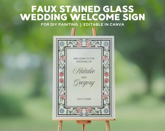 Faux Stained Glass Wedding Welcome Sign Template | Printable DIY Painted Acrylic Sign