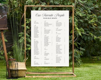 Wedding Seating Chart Template | Editable Canva Guest Chart | Classic & Timeless Event Reception Sign