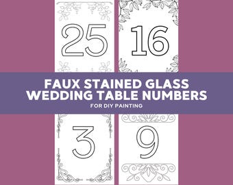 Faux Stained Glass Wedding Table Numbers Template | DIY Painted Acrylic Sign (Digital Download)