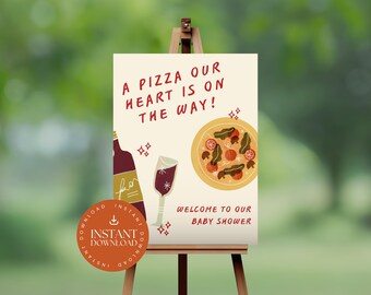 Pizza My Heart Baby Shower Welcome Sign | Pizza Party Theme (Digital Download)