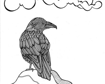Download Raven Colouring Page Etsy