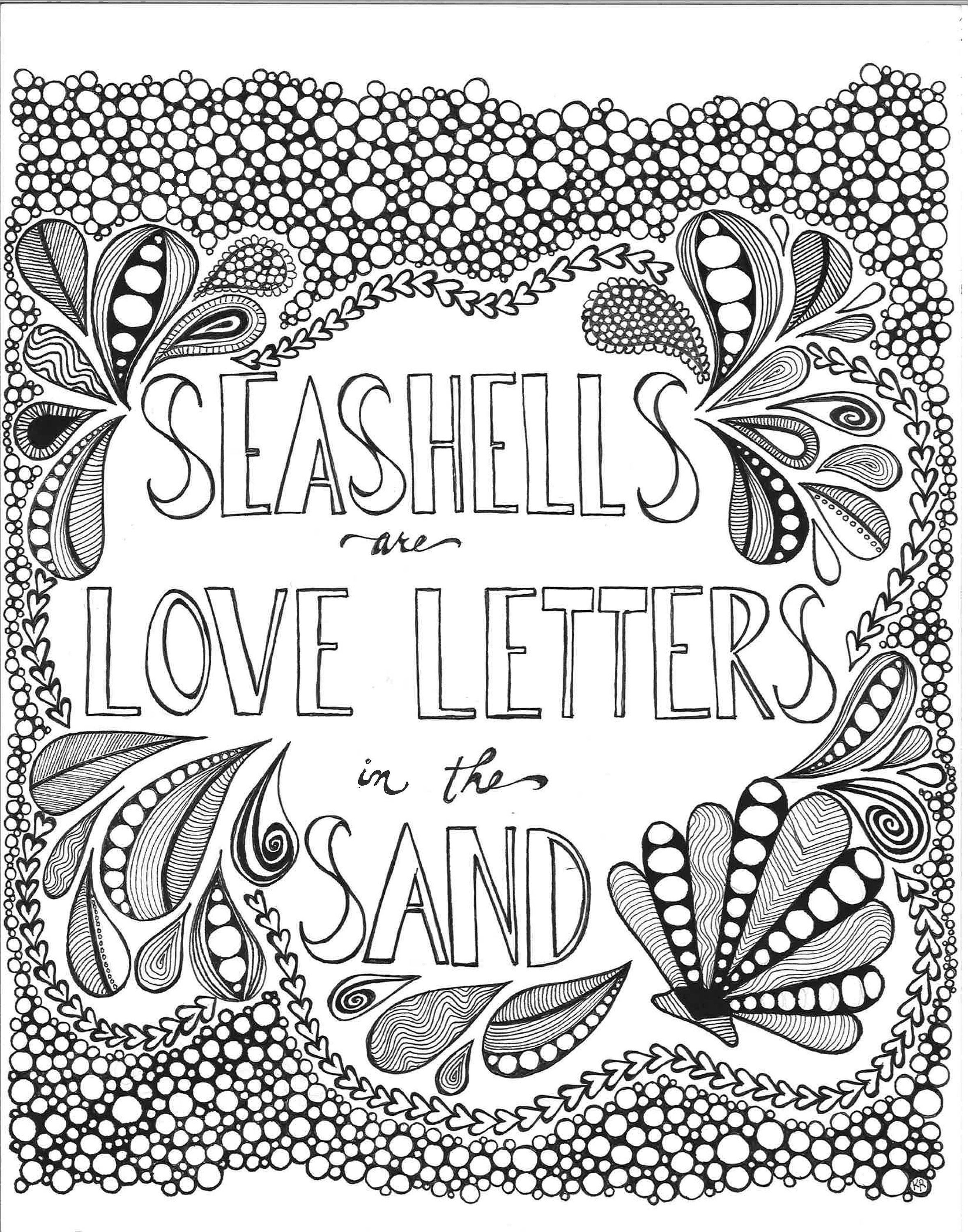 Love Letters Adult Coloring page | Etsy