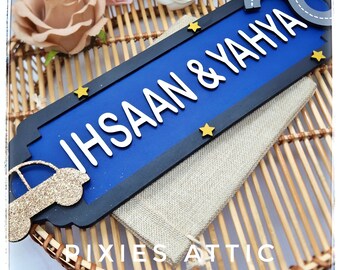 Car Vehicle Theme Street Sign, Car Nursery Name Sign, Personalised Door Sign, Toddler Bedroom door sign, Car Vehicle Nursery for Toddler boy
