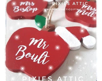 Personalised Christmas Bauble, Teacher Gift, Christmas Gift, Santa Bauble, Tree decor, Nursery Assistant Gift, Teaching Assistant Gift
