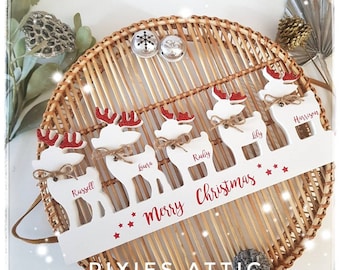 Family of Christmas Reindeer’s, Personalised Reindeer’s, Christmas Decor/ Wooden Home Decor/ Family Celebrations/ Seasonal Celebrations