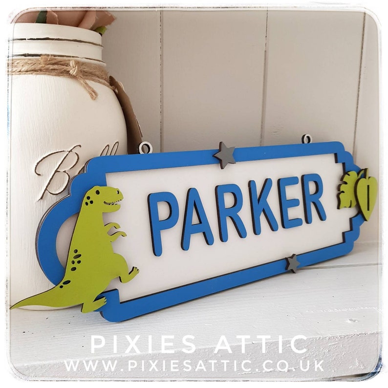 Dinosaur Theme Street Sign Boys Room Decor Personalised Door Sign Bedroom Door Sign Dinosaur Wooden Bedroom Decor