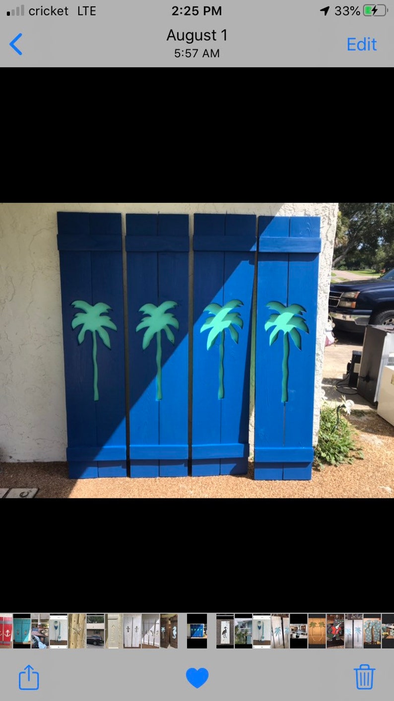 Exterior Window Shutters With Palm Tree Cut Outs Etsy UK