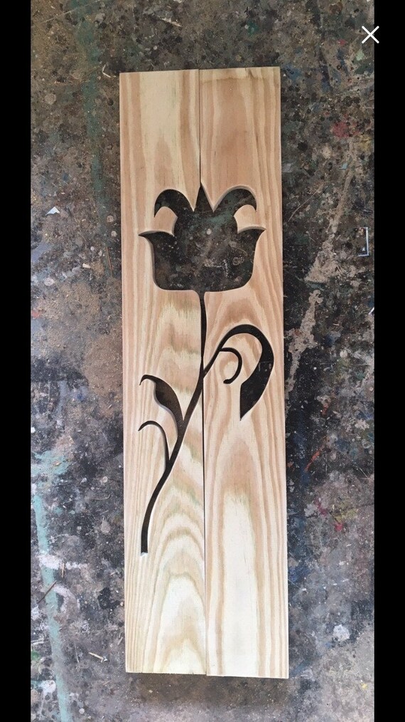 Solid Wood Decorative Tulip Out Door Or Indoor Window Shutters Etsy