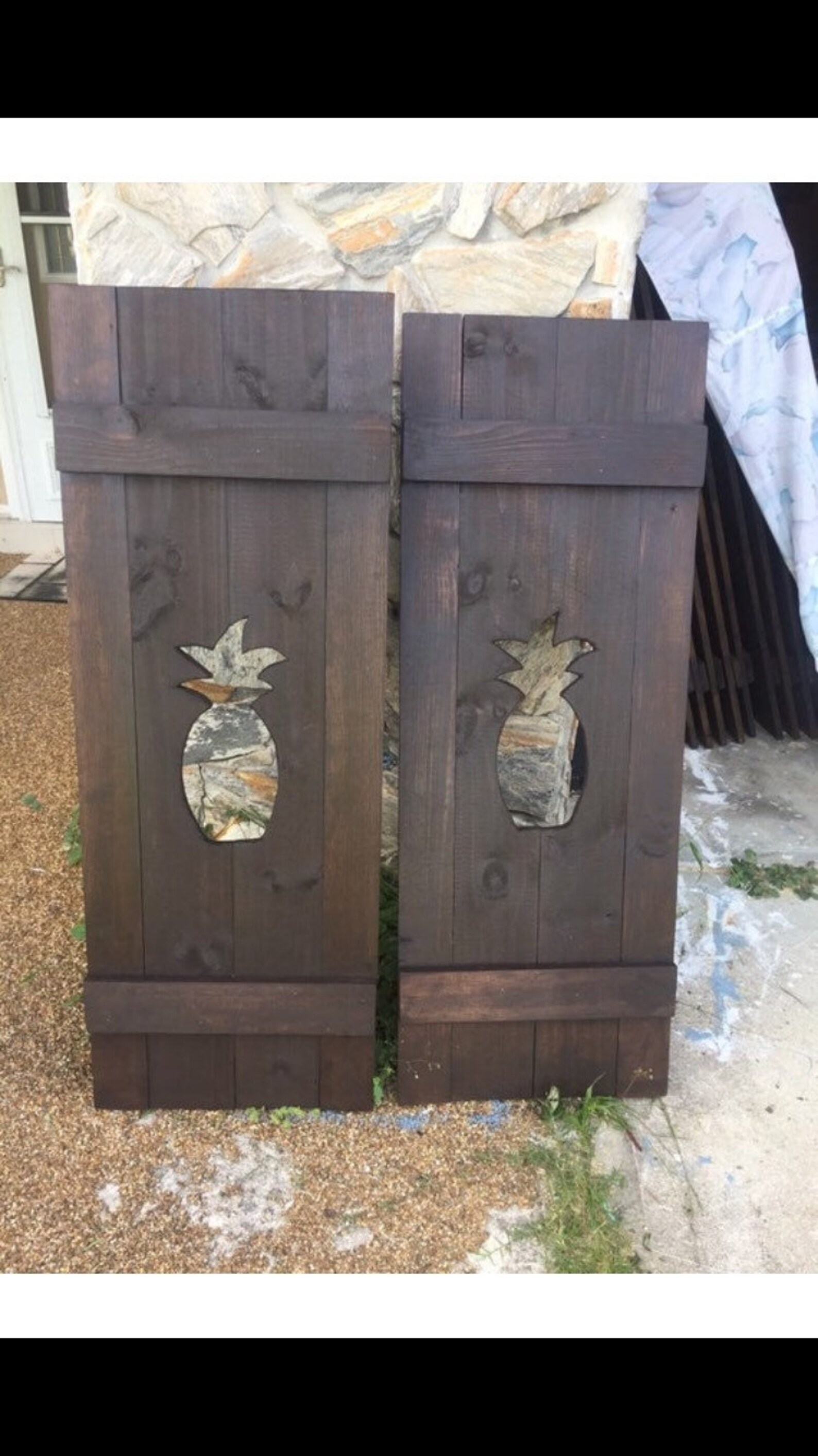 Solid wood pineapple window shutters. Exterior Etsy