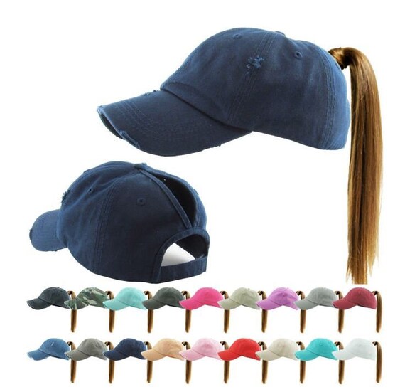 distressed ponytail baseball cap