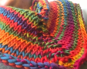 Large wool rainbow triangle scarf shawl