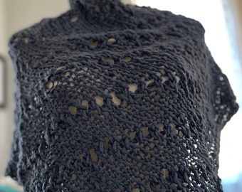 Cotton knit lace poncho