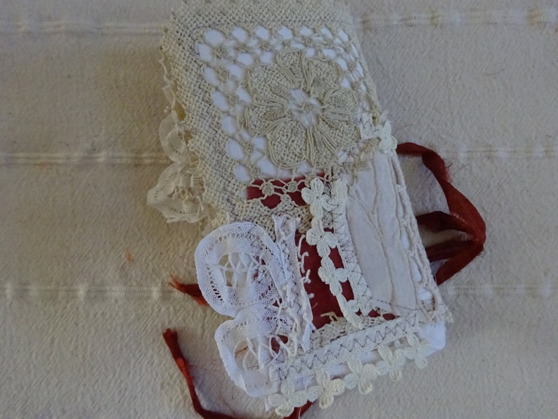 Vintage lace Christmas junk journal with Gold Stars