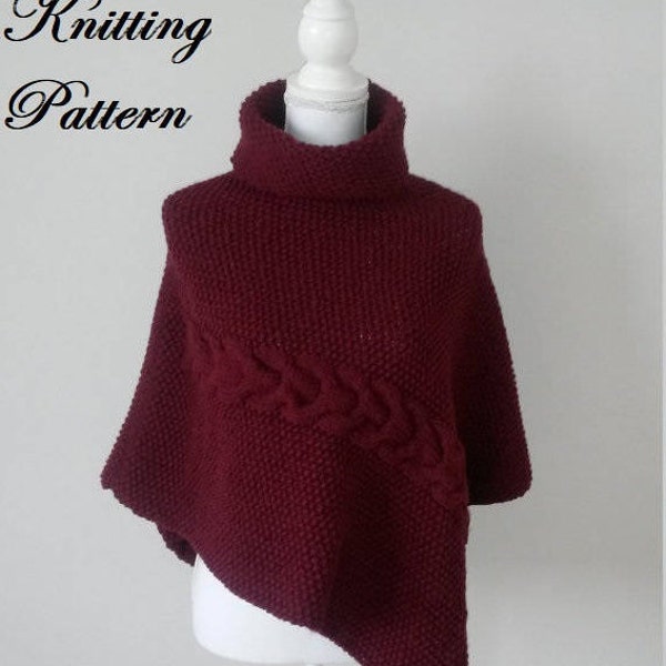 PDF Patron tricot, knitting pattern, poncho, cape,modèle taille enfant, jeune fille,femme adulte, winter clothes, handmade knitwear, file