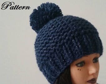 PDF  Knitting Pattern,  , BEANIE,   adult, winter clothes, handmade knitwear, chunky pompom oversize, file