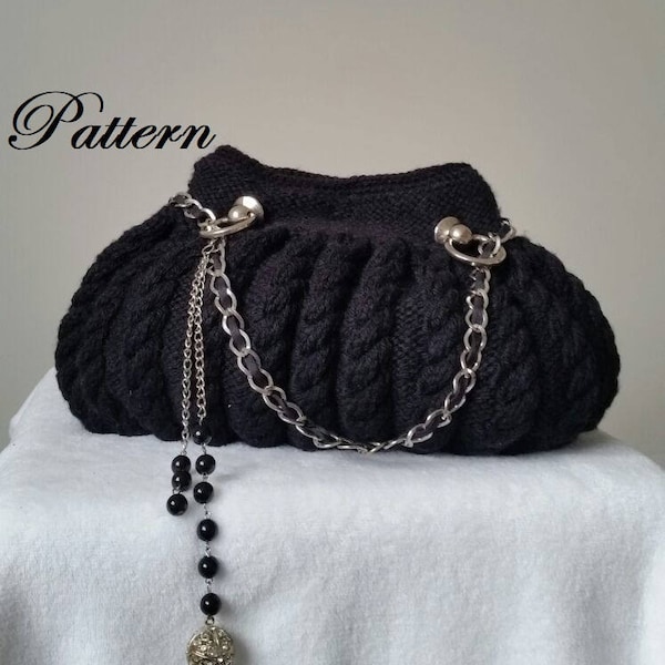 PDF Patron tricot, Knitting Pattern, Sac, sac à main en laine, modèle tricot,accessoires handmade knitwear, file, chaîne, bijoux