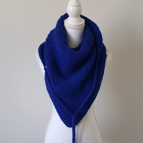 Chèche, snood, écharpe, foulard, glands, perles, gris, châle, col, vêtements d'hiver, en laine, main, scarf, shawl, femme BLEU ELECTRIQUE