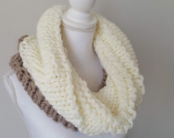 Snood, cappuccio donna 2 in 1 lana a maglia reversibile, colletto, chunky, fatto a mano, vestiti invernali