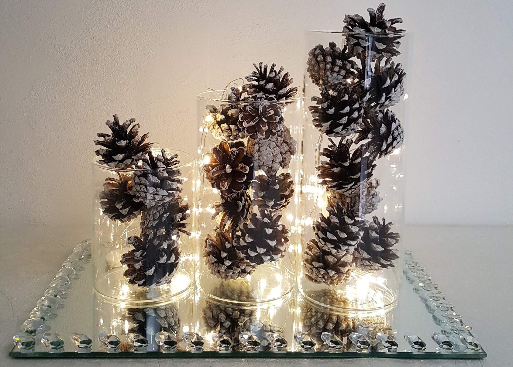 Décoration 3 Photophores Pomme de Pin Lumineux, Lumière, Arrangement, Cadeau, Décoration Fêtes, Hive