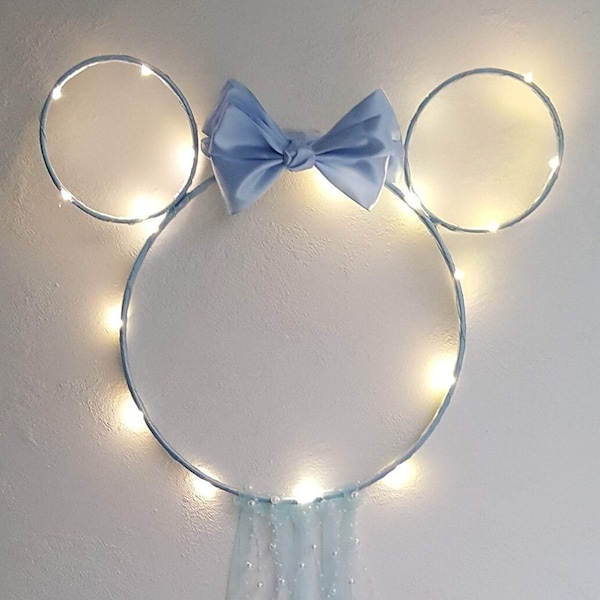 Anneau de Minnie , Couronne, cadeau, décoration murale, lustre, babyshower, anniversaire, lumière led,  chambre,