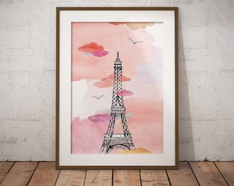 Eiffel Turm - Paris - Frankreich // Plakat A4-A3 // Kunst, Architektur